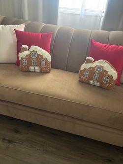 Gingerbread House Shaped Throw Pillows Set of 2