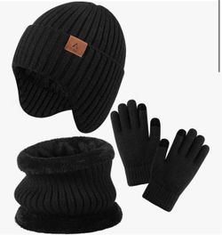 Toddler Winter Hat Gloves Scarf Set, Kids Beanie for Girls and Boys