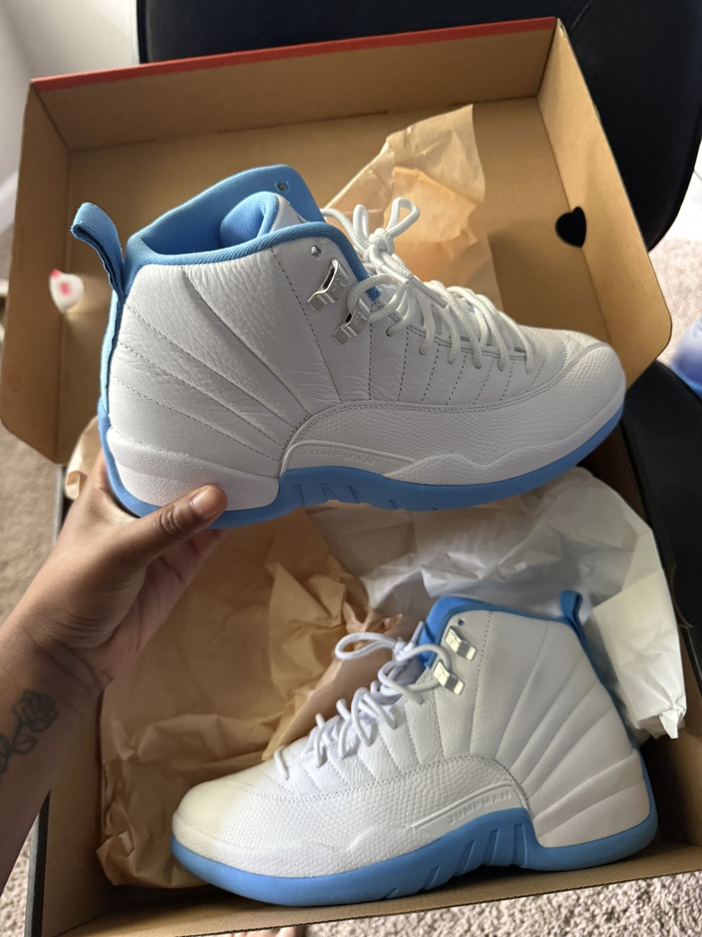 Jordan 12 Retro "White and University Blue