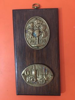 Vintage Cast Iron U F and Tree Fire Insurance Association Mark Plaque