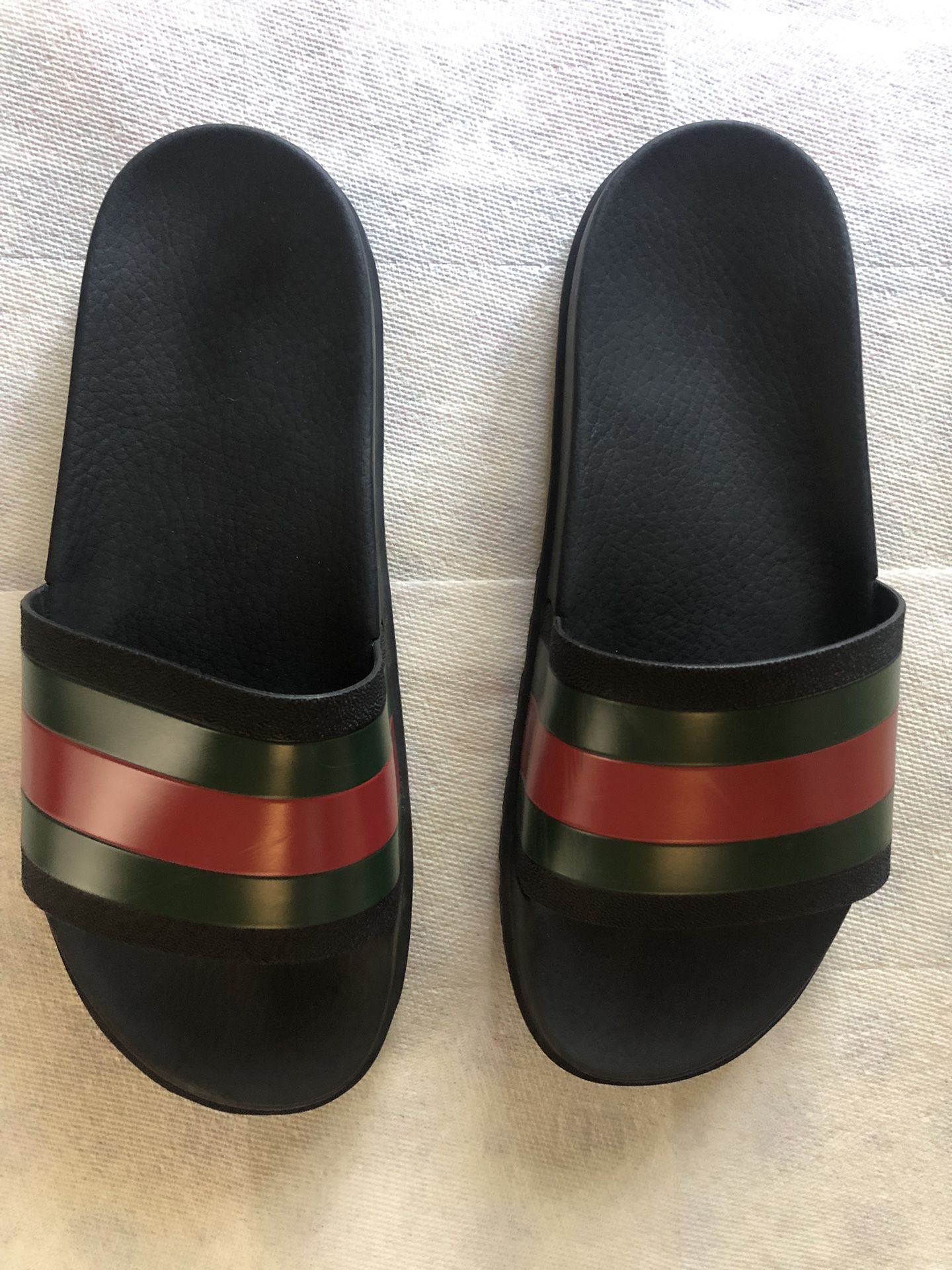 Men’s Gucci Web Signature Stripe Slide Sandals 