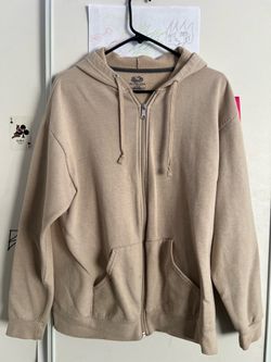 Fruit of the Loom cream zip up hoodie Size L