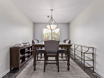 High wood table with 6 wood/cloth chairs