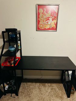 💻 Modern Black Desk with Built-In Shelving — $20!