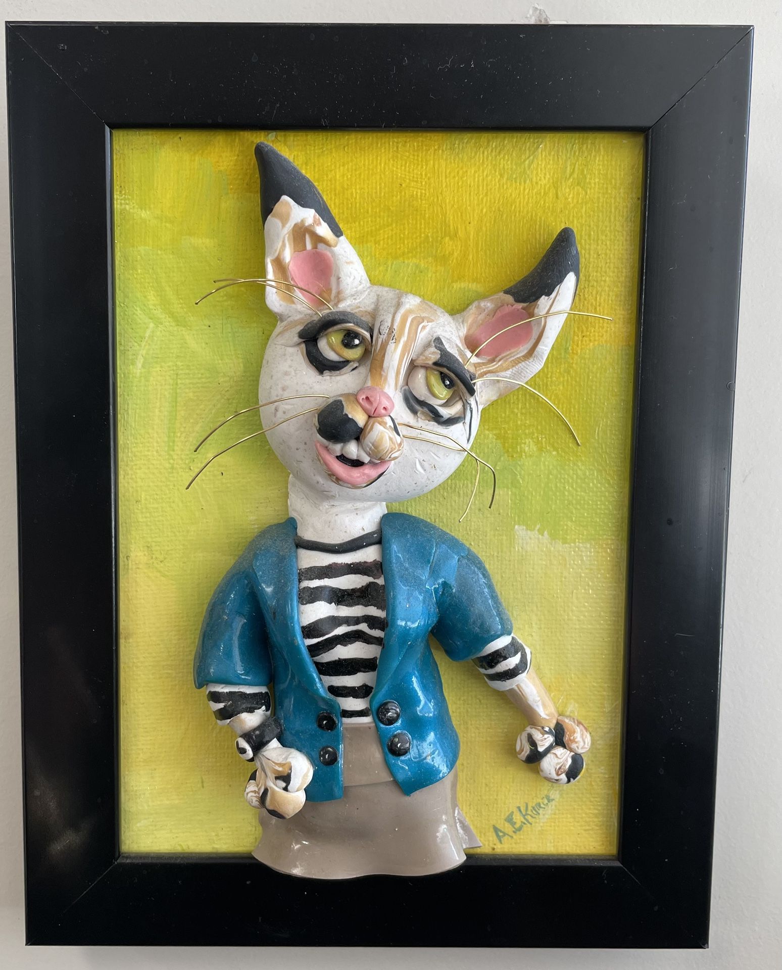 Clay 3D cat wall hanging
