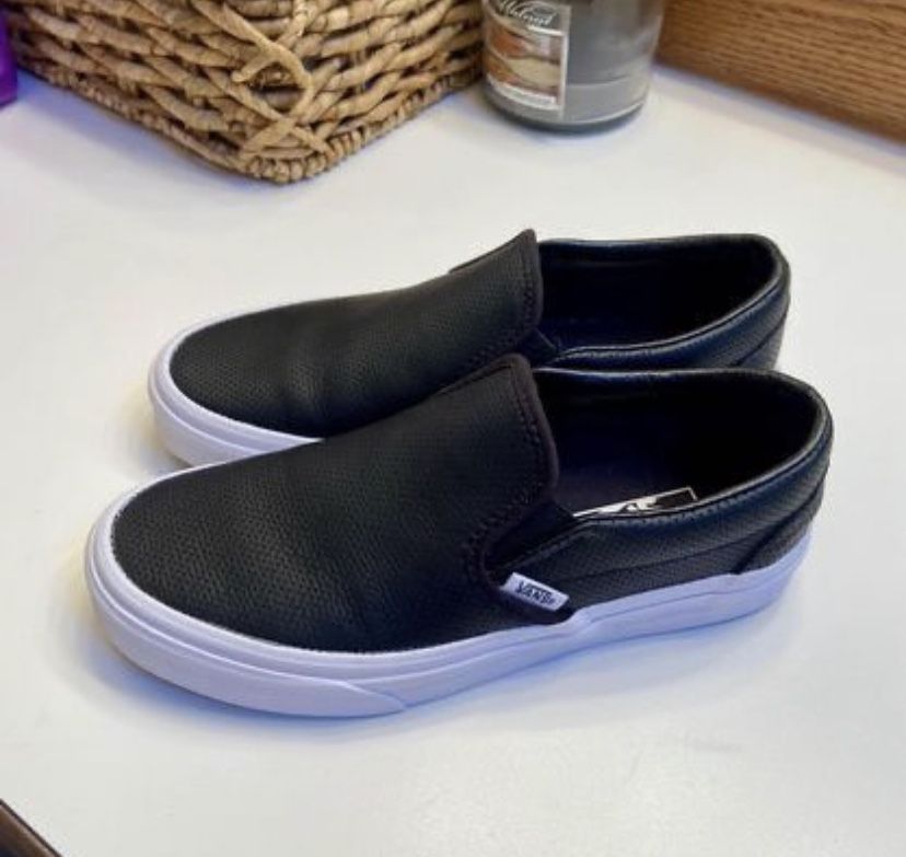 Vans Black Slip Ons 6.5 New