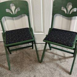 Carroms' Vintage Art Deco , 1930's -1950's Green Wooden Folding Chairs 