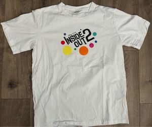 Disney T-shirt Inside Out 2 Pixar Movie Promo White Large Animation Rare Studio