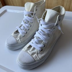 Forever21 cream high-top canvas sneakers