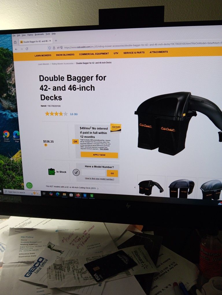 Cub Cadet Double Bagger #19C(contact info removed)0