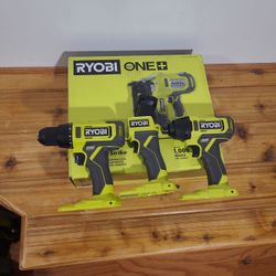 Ryobi 18V Finish Nailer, Drill, Driver, Light