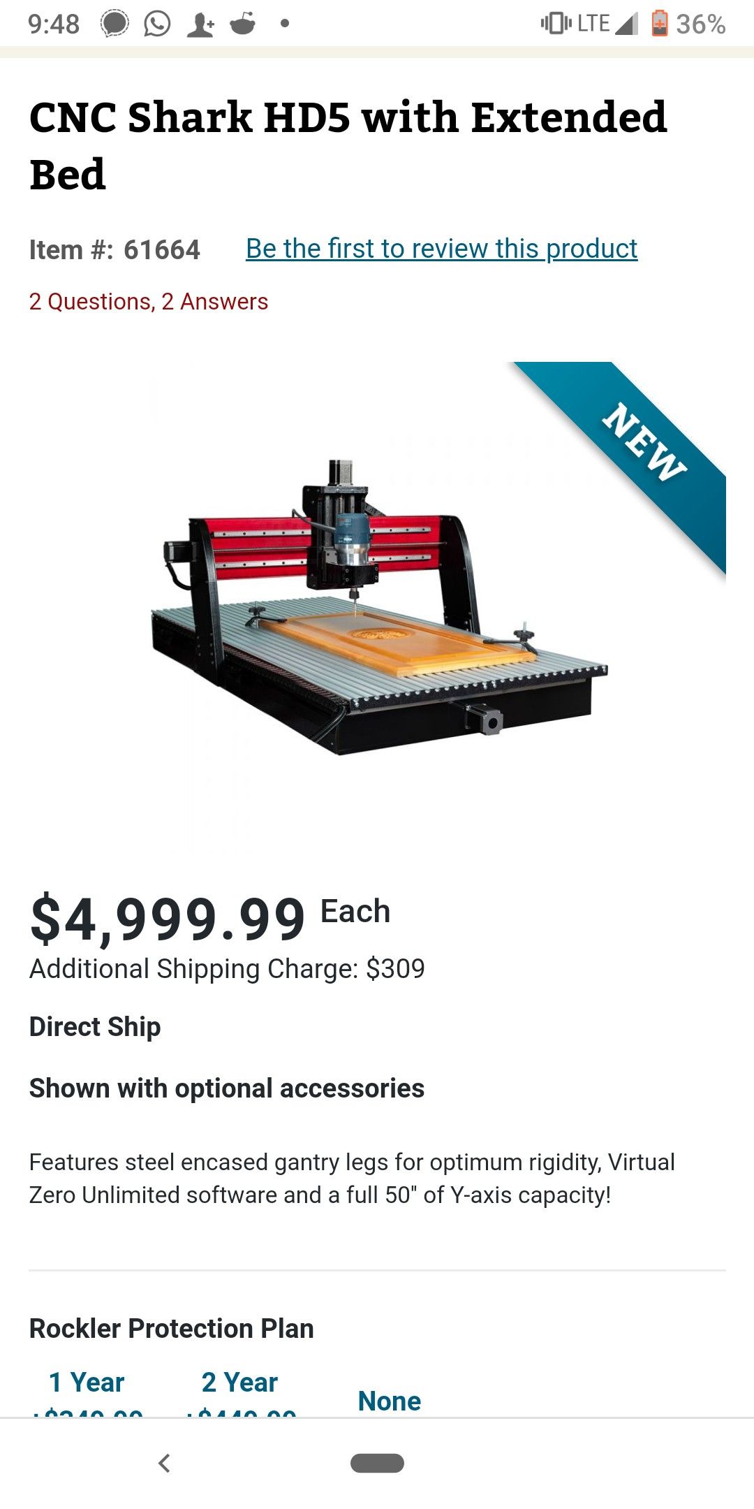 Shark HD5 extended bed CNC w/laser module, brand new