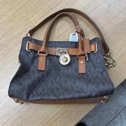MICHAEL KORS Hamilton Tote Signature MK Logo Satchel Chain Strap Shoul 