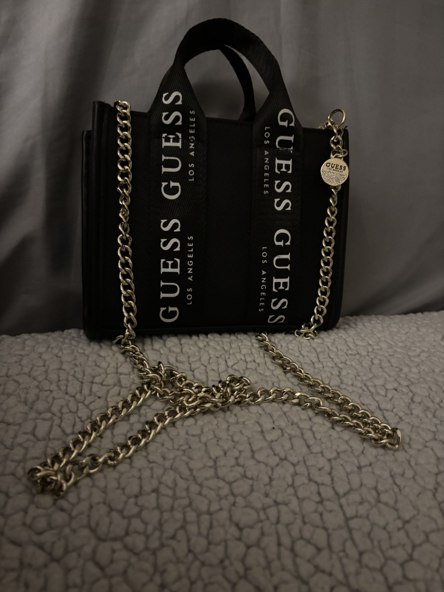 Mini Guess Tote Bag With Gold Chain