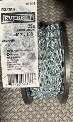 New 100’ Foot Everbilt Spool of Jack Chain #12 $30