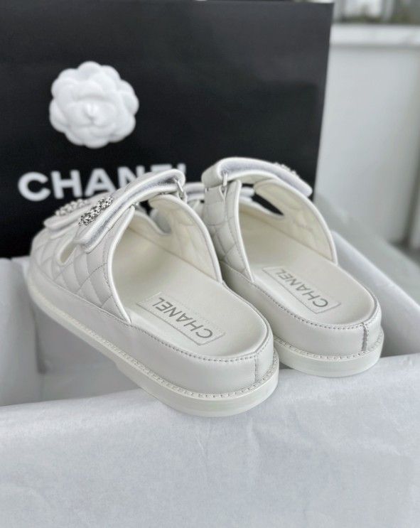 White Sheepskin Velcro Slippers