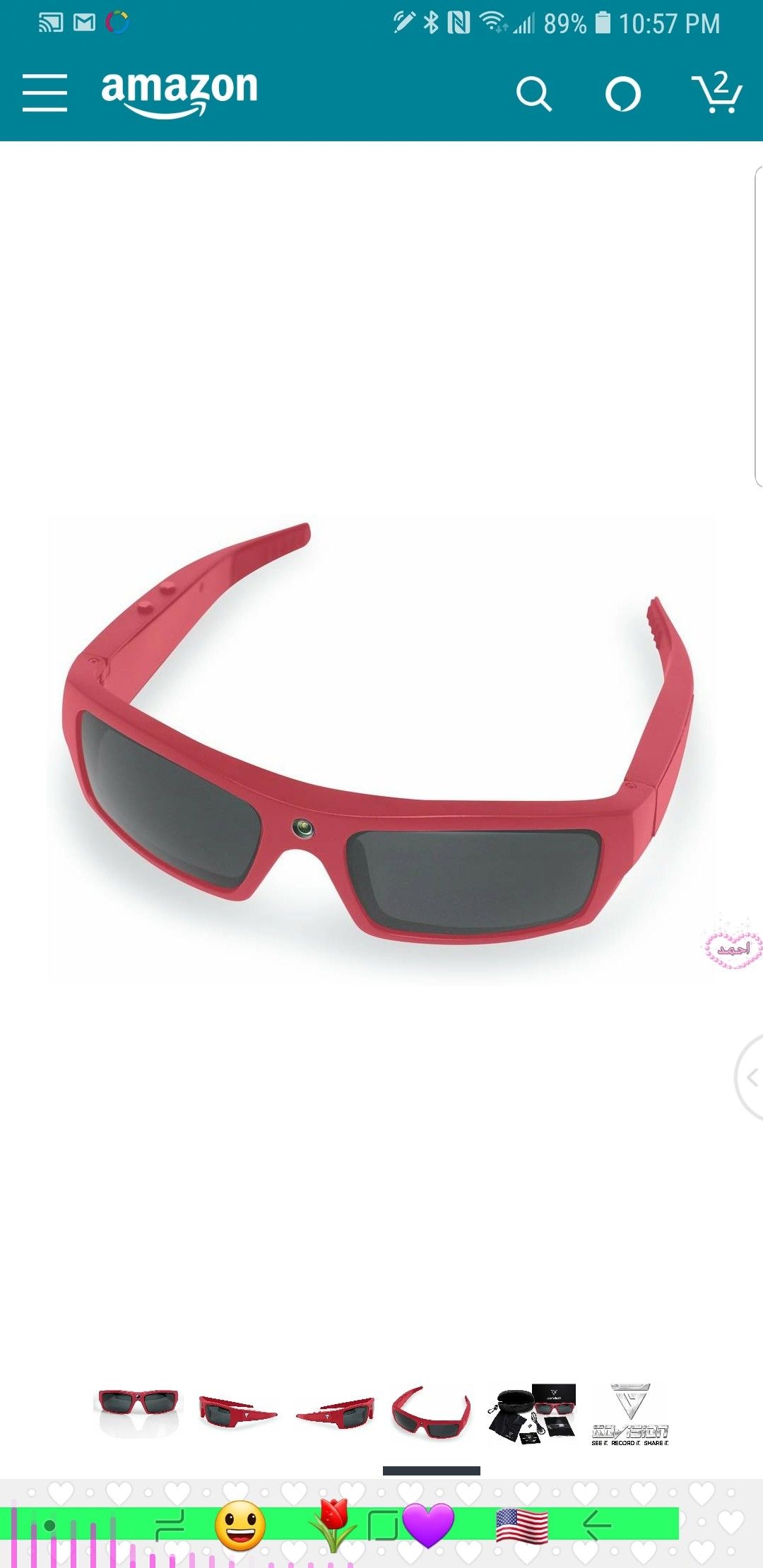 sovision SOL 1080p HD Camera Glasses Video Recording Sport Sunglasses with Bluetooth Speakers and 15mp Camera - Red
