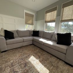 2-Piece, L-shape Gray Fabric Sectional