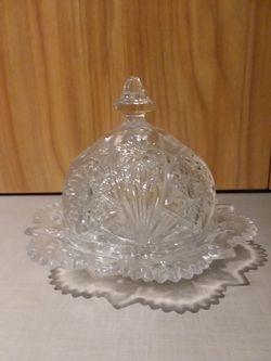 Vintage Round Covered Butter Cosmo Clear
