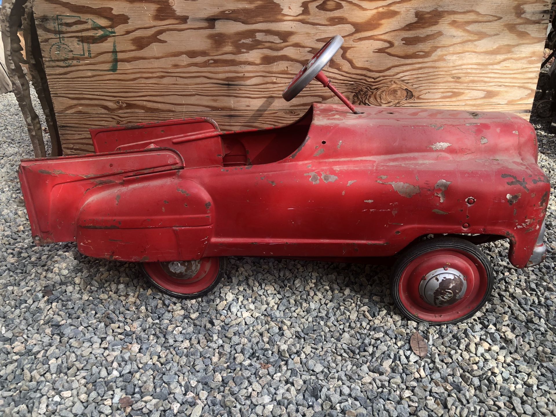 Vintage fire truck peddle car