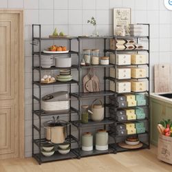 Kitchen Storage Shelves Rack, Rack for Kitchen with Storage, Stackable Metal Shelf for Entryway