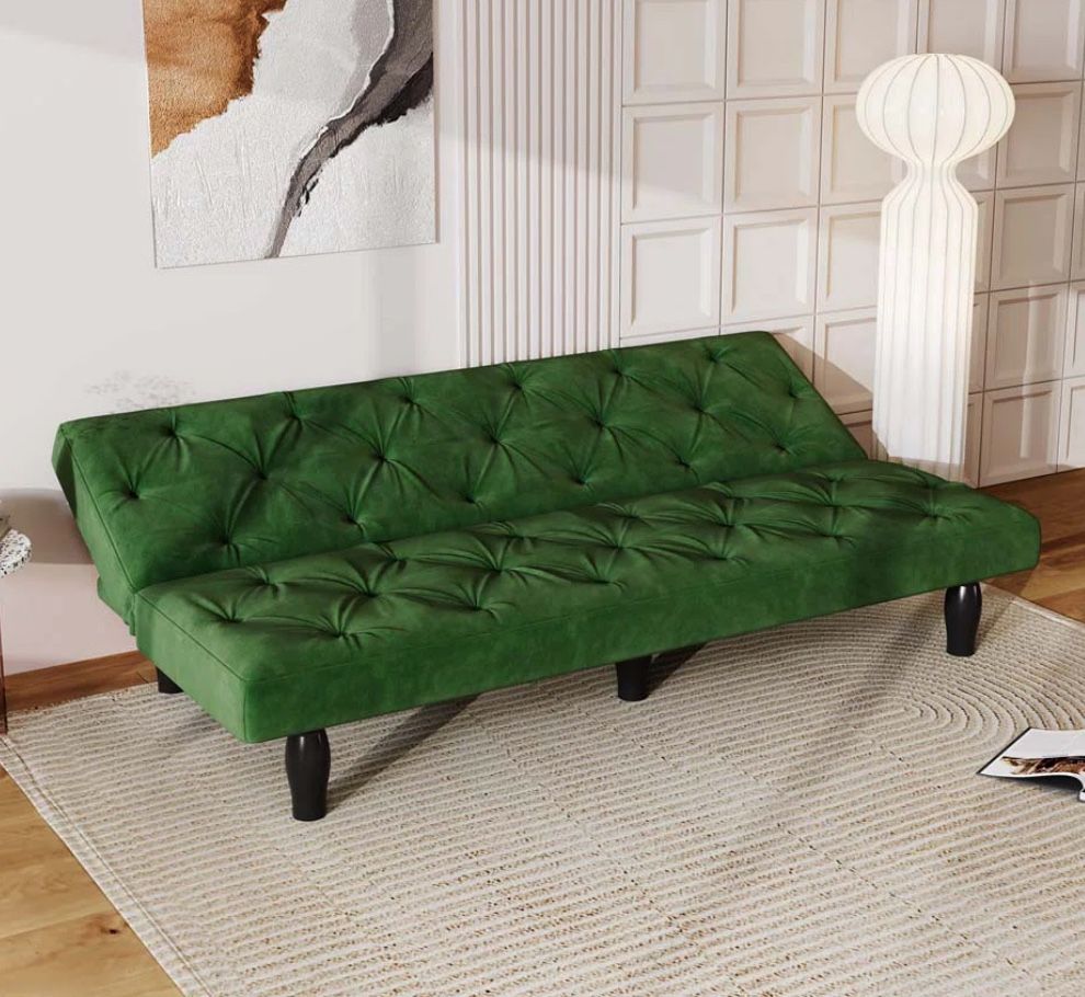 Modern Velvet Futon Sofa Sleeper,Convertible Couch Sofa Bed with Adjustable Backrests for Living Room Bedroom,Folding Futon Couch Loveseat for Small S