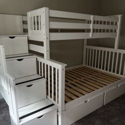 White Wooden Bunk Bed - Full/Twin Sized