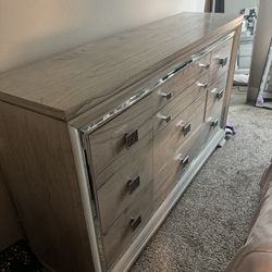 Modern Mirrored Dresser + Nightstand Set 