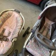 pink stroller set carseat and base