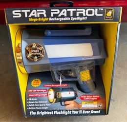 Star patrol mega-bright rechargeable spotlight/brand new