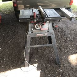 Craftsman 10” Table Saw W/ Stand Fence Works Great Expanding Outside sections Of Deck $125 Portable $75. E
