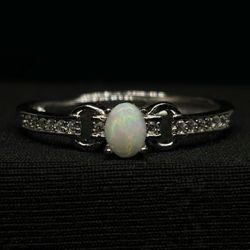 Starlight Ethiopian Welo Opal Ring .925 Sterling Silver Handmade Custom