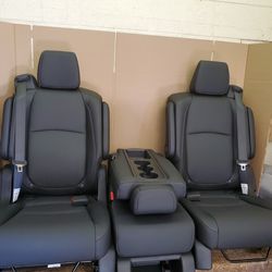 Brand New Black Leather Bucket Seats With Seatbelts And Middle Seat 