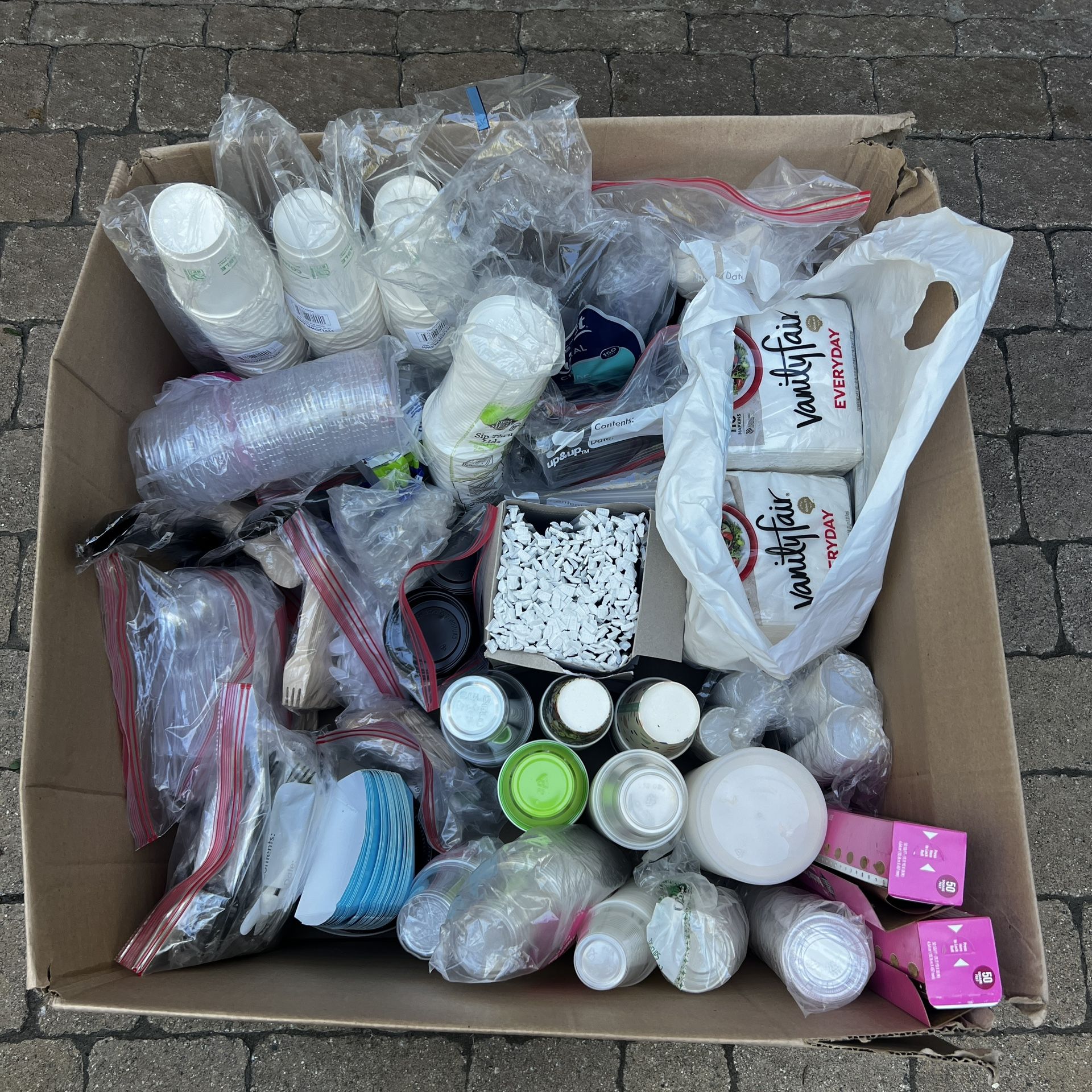 HUGE Box Of Event Party Catering Supplies Plastic Paper Serveware 