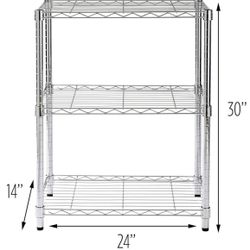 Adjustable Storage Shelving, 3-Tier, 24Lx14Wx30H