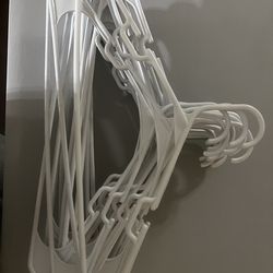 20 white plastic hangers with loops like new