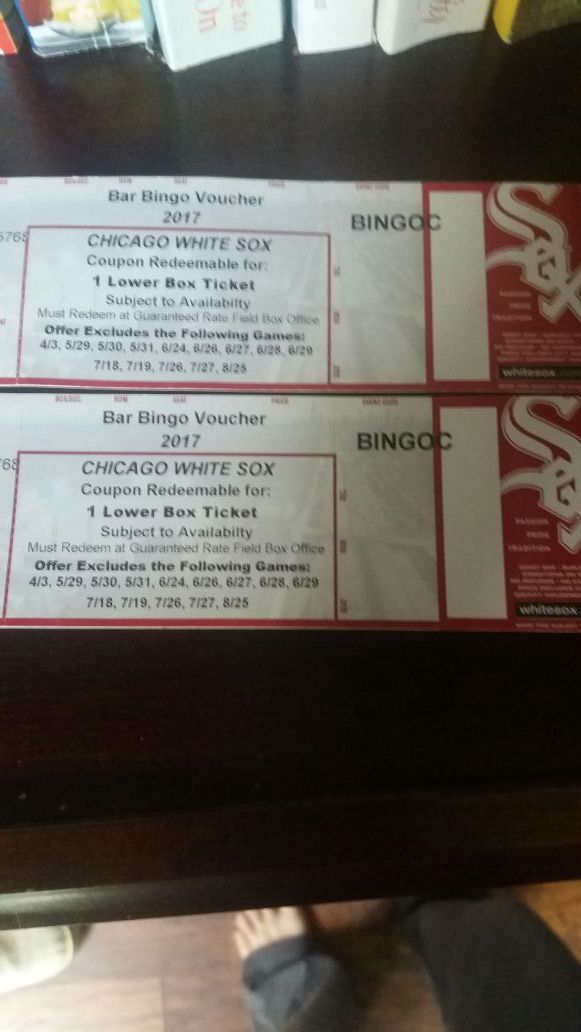 White soxs tickets any game!!
