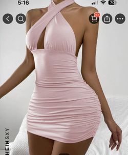 Shein Pink Crisscross Front Mini Dress - Size S