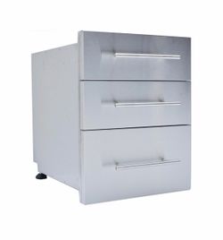 Sunstone Designer Series Triple Drawer (18" x 23", Stainless Steel)-Brand New