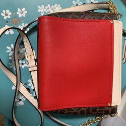 CALVIN KLEIN Camille Crossbody Purse Red Cream Brown With Gold Hardware Strap for Sale in Los Angeles CA OfferUp