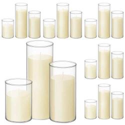 36 Pcs Pillar Candles and Glass Cylinder Vases Tall Cylinder Holde 