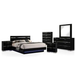 King/Cal king Black Led Bed