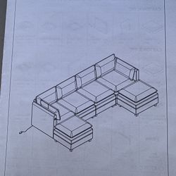Couch Sectional Sofa with Padded Armrests, Pillows, 4 Seat Dark Blue