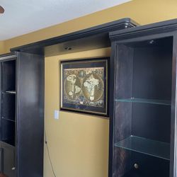 Black Tv Center With Glass Shelves