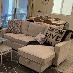 89" Convertible Sleeper Sofa Bed, Pull Out Bed Sectional Sofa with Storage Chaise 