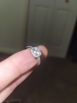 diamond ring 925 silver adjustable band with square Diamond mount 200 $