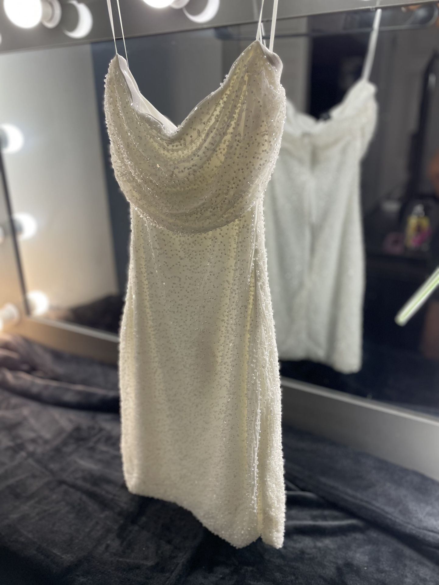Elegant White Beaded Dress