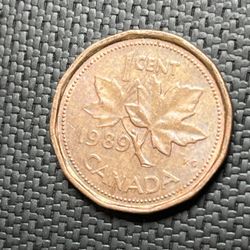 1989 Canadian Penny Coin 
