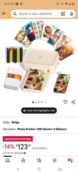 HPRT CP4100 4x6 Photo Printer with 108 Sheets