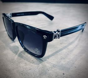 Chrome Sunglasses Hearts Black Silver Fleur Glasses Stamp Brand Logo Shades 